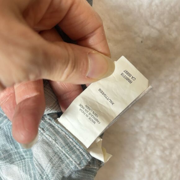 Lucky Brand Original Classic Fit Men’s 100% Linen Plaid Shirt Blue XXL Coastal - Picture 7 of 8